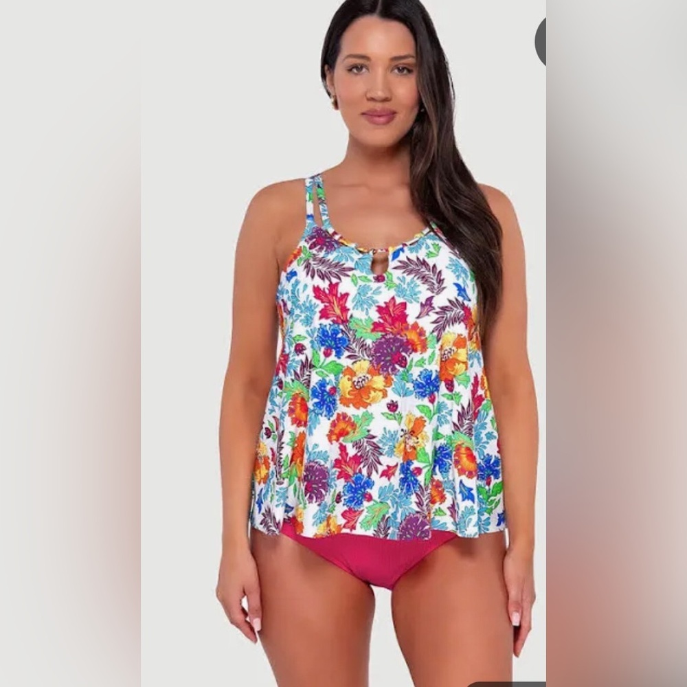 Sunset Escapes Sadie Camilla Flora High-Neck Tankini Top size 8 new‎
